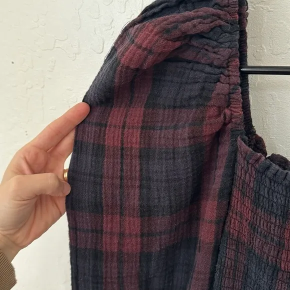 Nothing Fits But Plaid Smock Puff Sleeve Maternity Non Maternity Midi Dress M/L