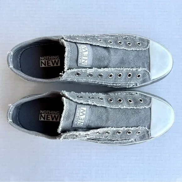 Nothing New Gray Low Top Distressed Slip On Sneaker Casual Shoes Men's 9.5