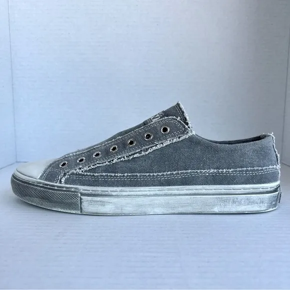 Nothing New Gray Low Top Distressed Slip On Sneaker Casual Shoes Men's 9.5