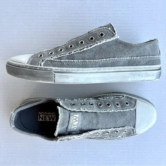 Nothing New Gray Low Top Distressed Slip On Sneaker Casual Shoes Men's 9.5