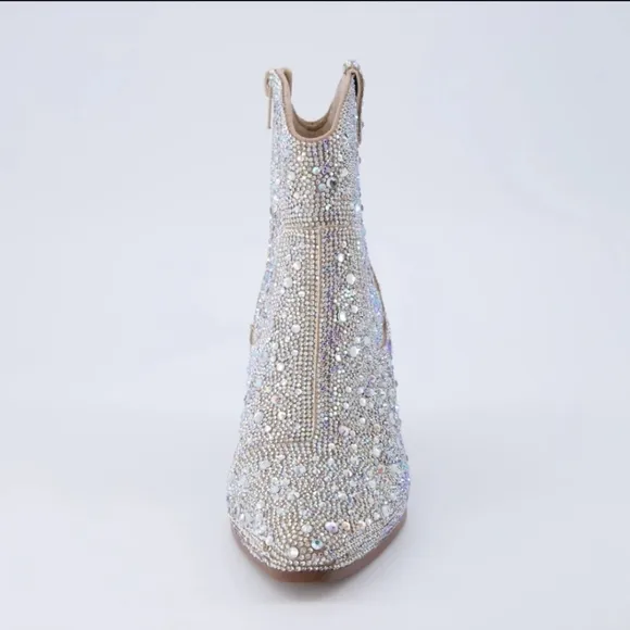 NWB Elegant Rhinestone-Embellished Ankle Boots