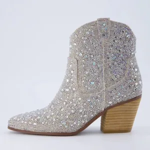 NWB Elegant Rhinestone-Embellished Ankle Boots