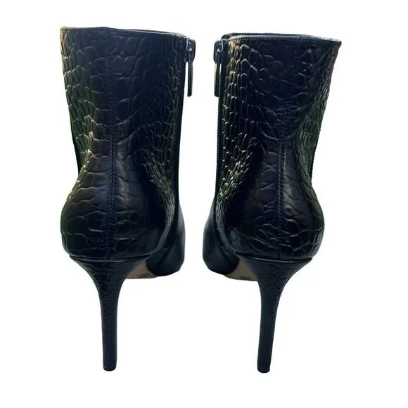 NWB VINCE CAMUTO Allost Size 5.5 M Black Croco Shine Leather Women’s Boots MSRP