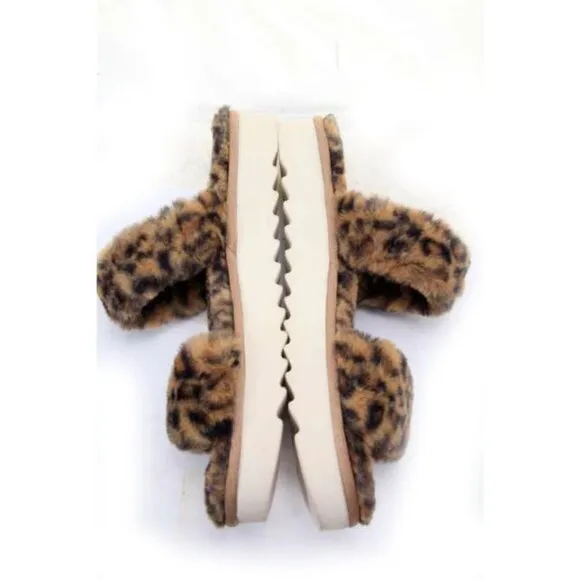 NWOB KOOLABURRA BY UGG fuzz yeah slippers shoes slip on leopard womens sz 10