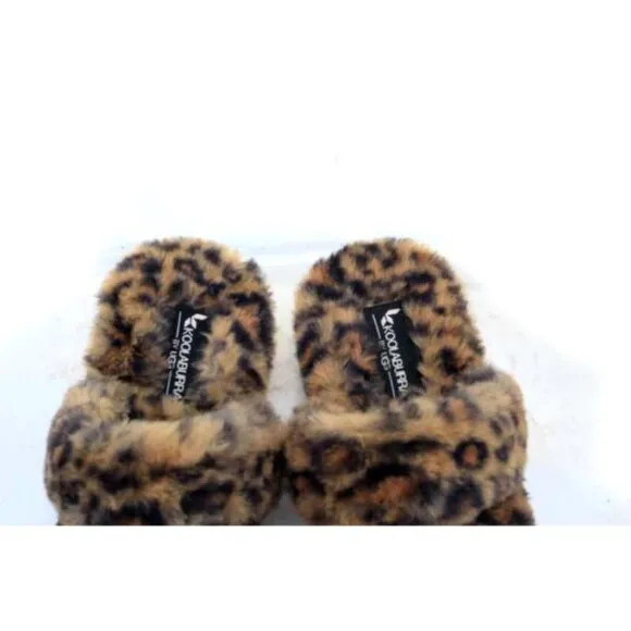 NWOB KOOLABURRA BY UGG fuzz yeah slippers shoes slip on leopard womens sz 10