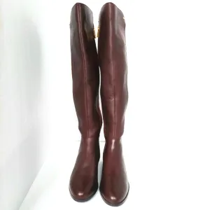 NWOB MICHAEL Michael Kors Bromley Leather Over Knee Riding Boots Sz6.5 Burgandy