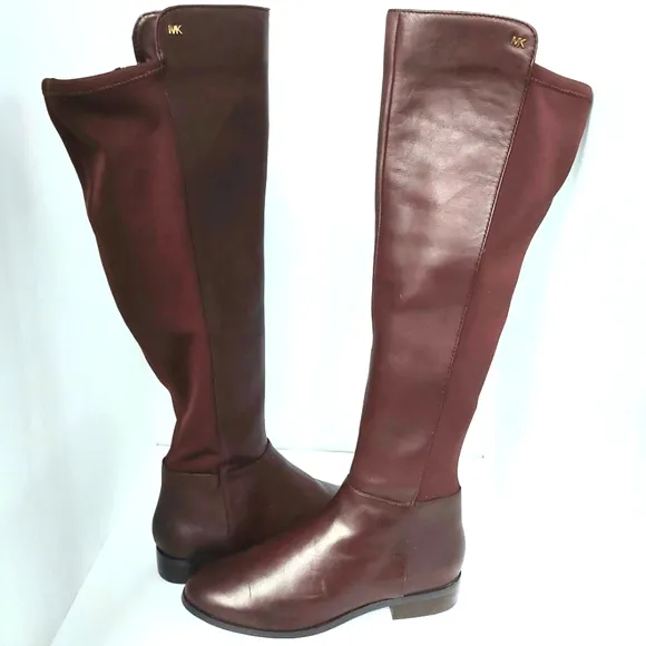 NWOB MICHAEL Michael Kors Bromley Leather Over Knee Riding Boots Sz6.5 Burgandy