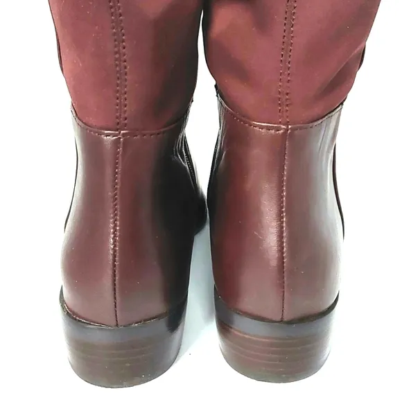 NWOB MICHAEL Michael Kors Bromley Leather Over Knee Riding Boots Sz6.5 Burgandy