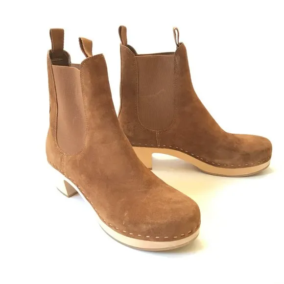 NWOB NEW Loeffler Randall Annabelle Clog Chelsea Boots Womens 8.5 Brown Leather