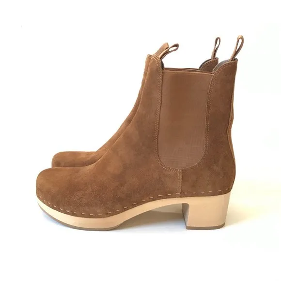 NWOB NEW Loeffler Randall Annabelle Clog Chelsea Boots Womens 8.5 Brown Leather
