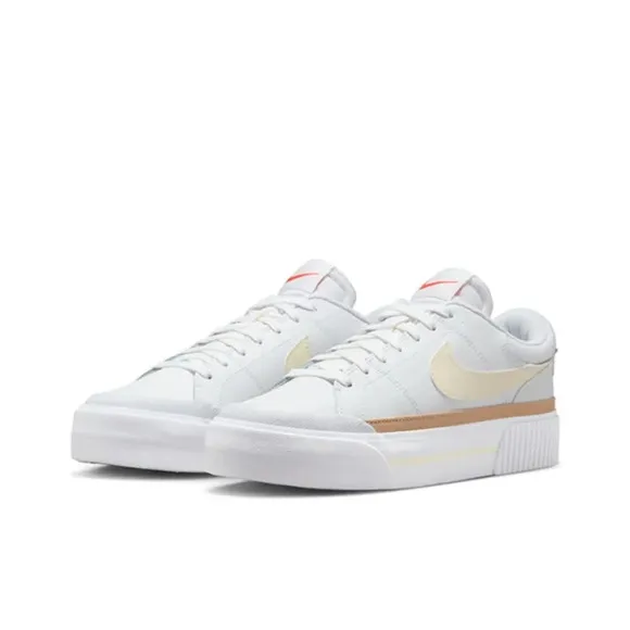 NWOB NIKE Court Legacy Low Top Skateboard Shoes Sneakers White/Yellow Sz 10
