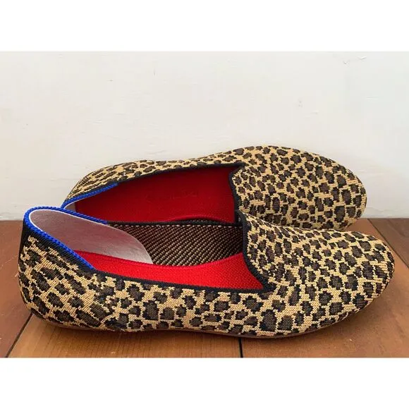 NWOB Rothy's The Loafer Little Cat Leopard Print Animal Flats Size 7 Slipons