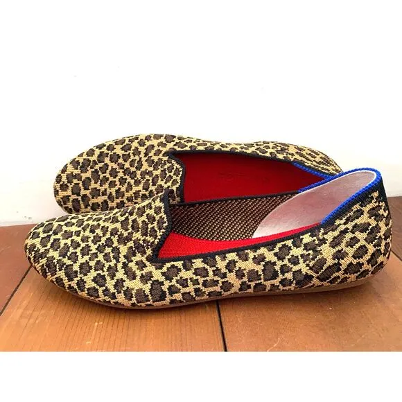 NWOB Rothy's The Loafer Little Cat Leopard Print Animal Flats Size 7 Slipons