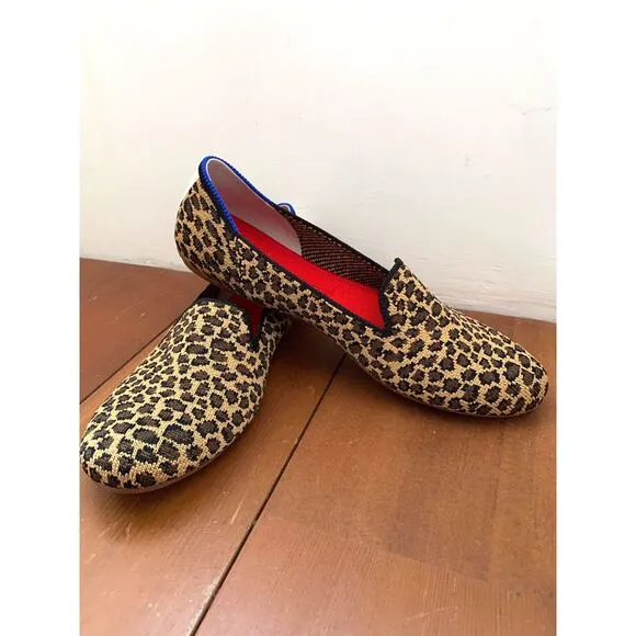 NWOB Rothy's The Loafer Little Cat Leopard Print Animal Flats Size 7 Slipons