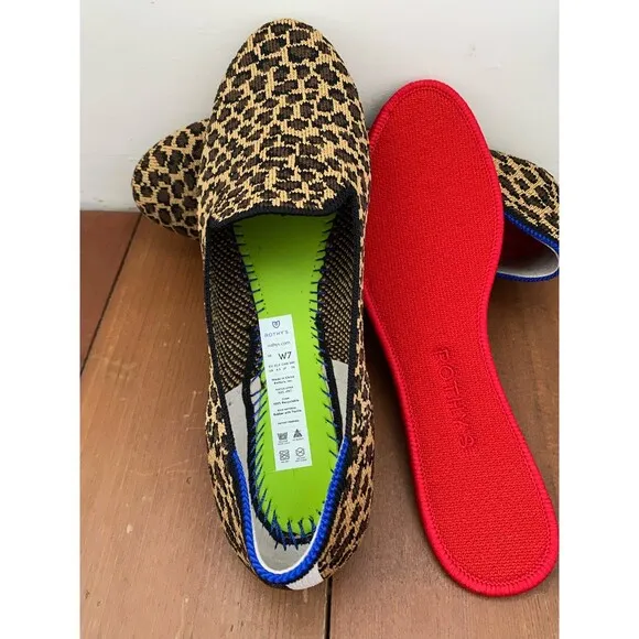 NWOB Rothy's The Loafer Little Cat Leopard Print Animal Flats Size 7 Slipons