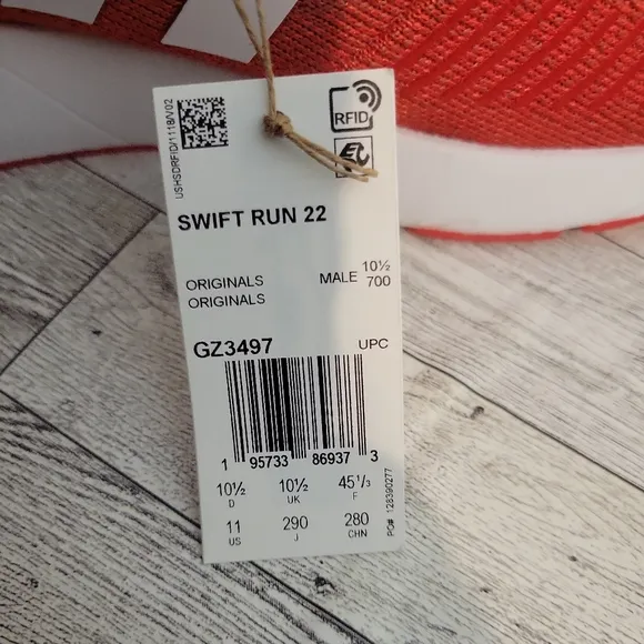 NWOT‎ Adidas Swift Run 22 Sneakers Mens Size 11 Red White Athletic Shoes