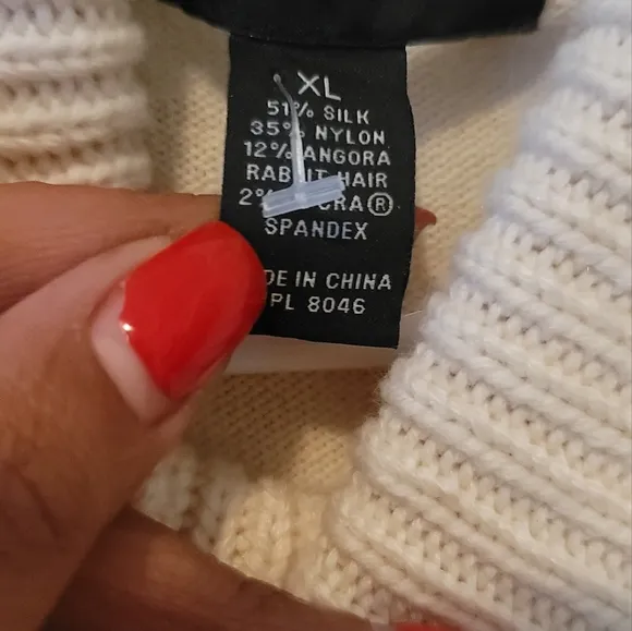 NWOT INC Winter Off White Angora Turtleneck Sweater Long Sleeve Dress Size XL