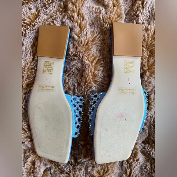 NWOT Jeffrey Campbell blue crystal embellished satin sandals