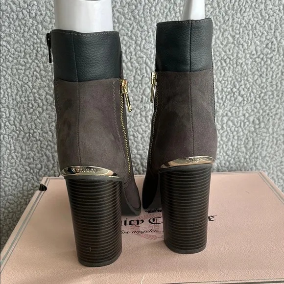 NWOT Juicy Couture Gray Heeled Boots with Block Heel