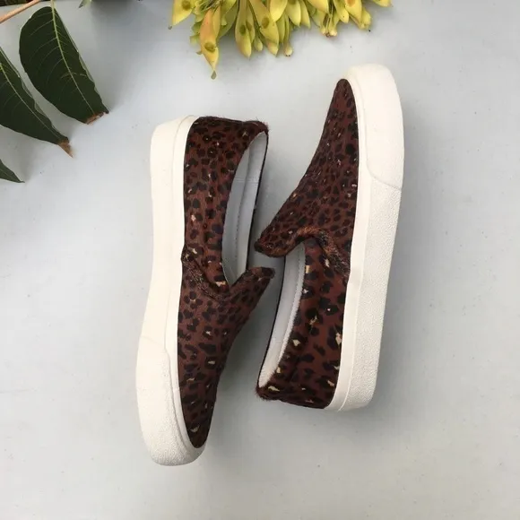 NWOT Madewell Slip On Leopard Calf Hair Sneaker 6