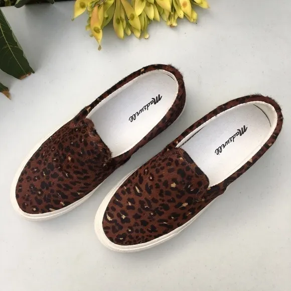 NWOT Madewell Slip On Leopard Calf Hair Sneaker 6