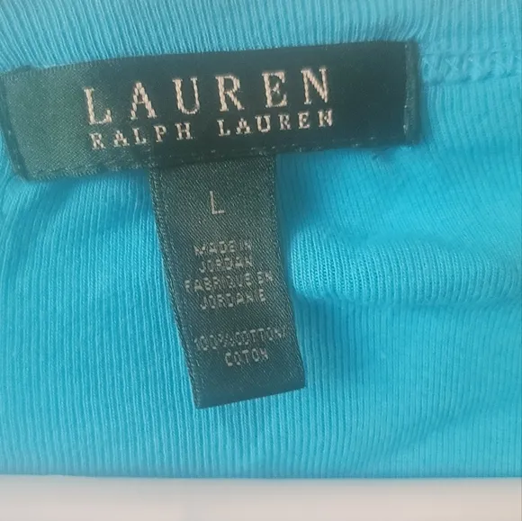 NWOT Ralph Lauren Turquoise Blue Cotton Long Sleeve Cardigan Sweater Size L