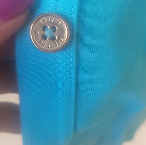 NWOT Ralph Lauren Turquoise Blue Cotton Long Sleeve Cardigan Sweater Size L