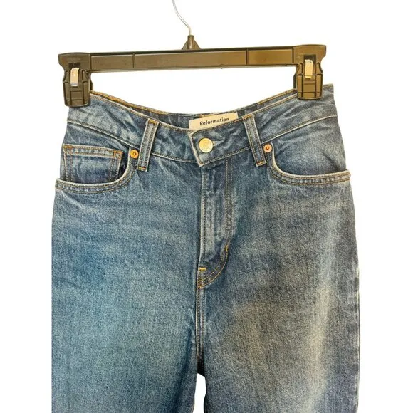 NWOT Reformation 25 Designer High-Waist Blue Denim Jeans Great With Boots