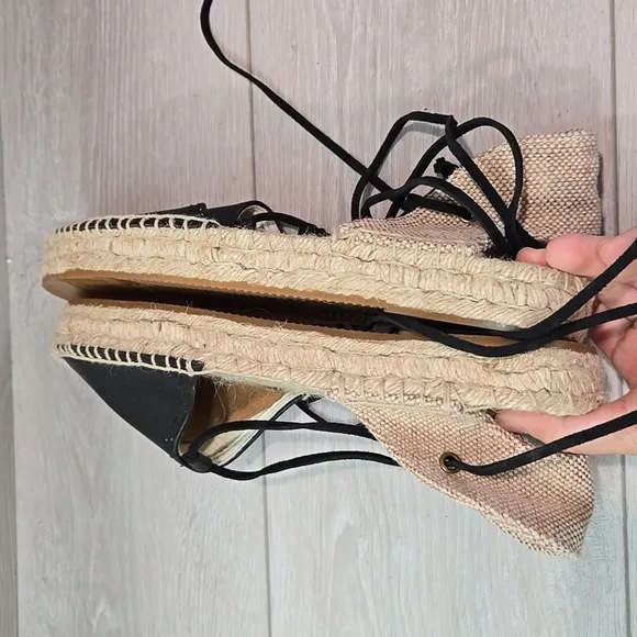 NWOT Soludos by Anthropologie Women Lace Up Espadrille Leather Clog shoes sz 10