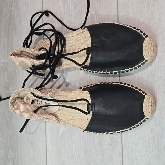 NWOT Soludos by Anthropologie Women Lace Up Espadrille Leather Clog shoes sz 10