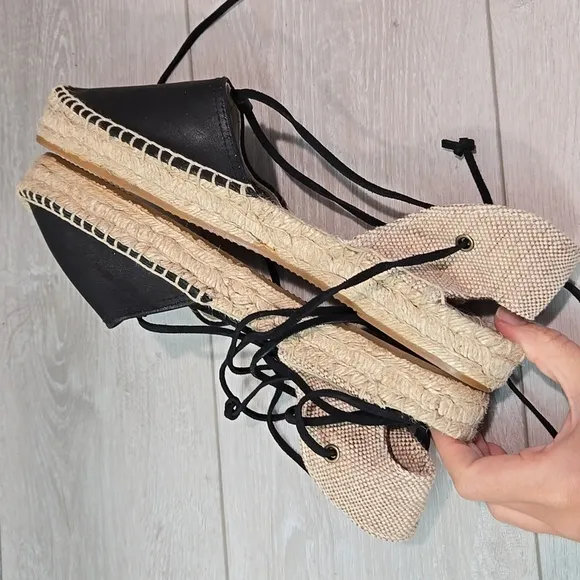 NWOT Soludos by Anthropologie Women Lace Up Espadrille Leather Clog shoes sz 10