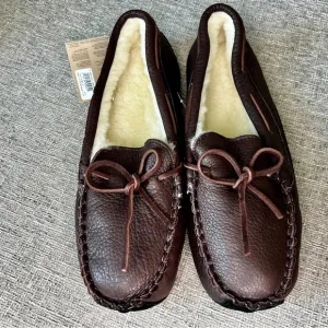 NWT Acorn leather sheepskin men slippers moccasins shoes brown 11