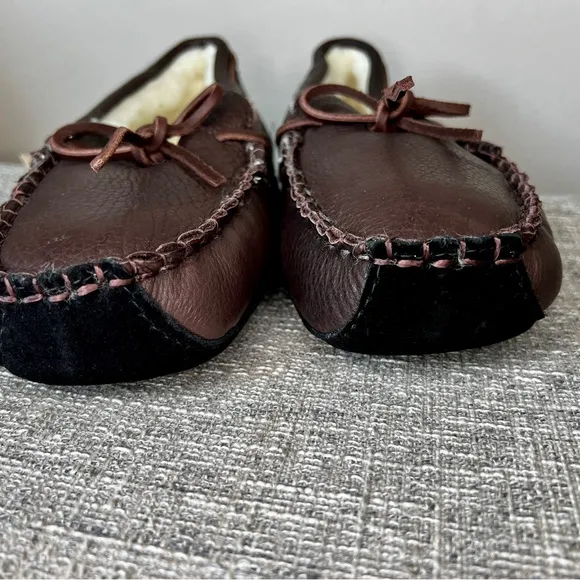 NWT Acorn leather sheepskin men slippers moccasins shoes brown 11