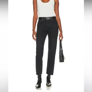 NWT AGOLDE Parker Long Low Sling Vintage Straight Denim Jeans in Black, Size 30