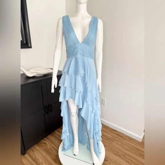 NWT Alice   Olivia Holly Asymmetric Ruffle Midi Dress Size 6 $695