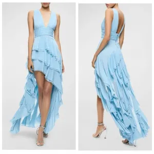 NWT Alice   Olivia Holly Asymmetric Ruffle Midi Dress Size 6 $695