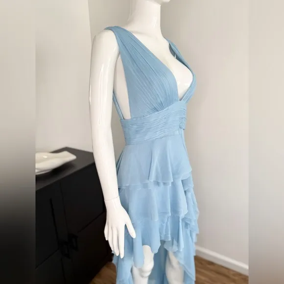 NWT Alice   Olivia Holly Asymmetric Ruffle Midi Dress Size 6 $695