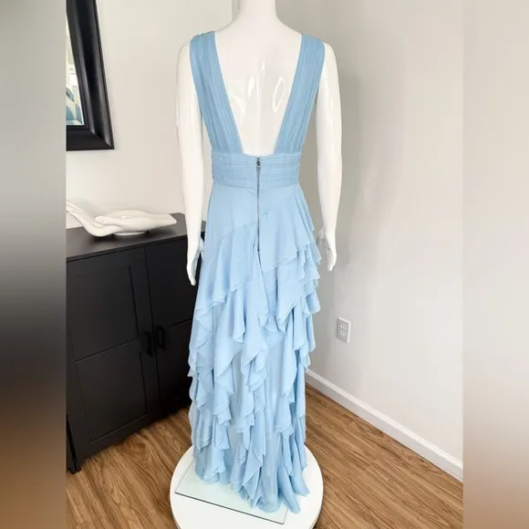 NWT Alice   Olivia Holly Asymmetric Ruffle Midi Dress Size 6 $695