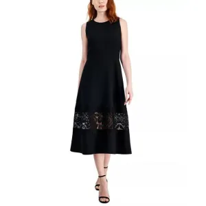 NWT Anne Klein Women's Lace Hem Fit And Flare Midi Dress