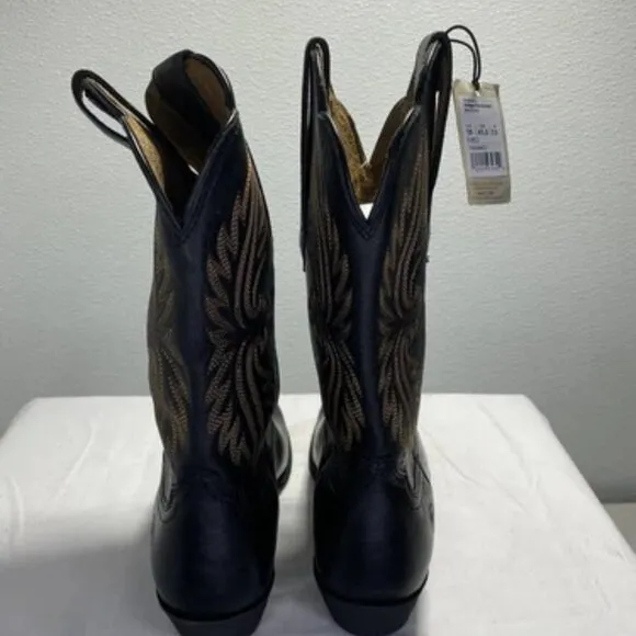 NWT ARIAT Heritage R Toe Stretch SlipOn Black Leather Cowboy Boot Womens Size 10