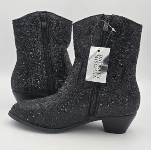 NWT Badgley Mischka Girls’ Sparkly Cowgirl Boots, Black Rhinestones