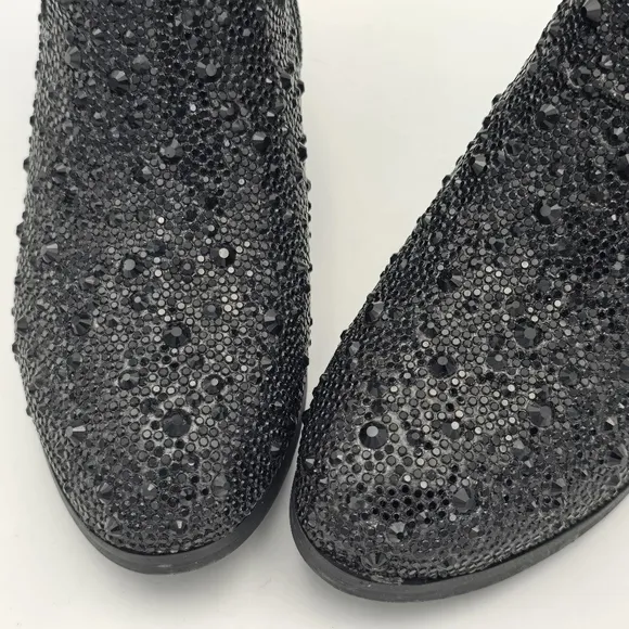 NWT Badgley Mischka Girls’ Sparkly Cowgirl Boots, Black Rhinestones