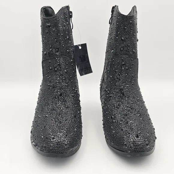NWT Badgley Mischka Girls’ Sparkly Cowgirl Boots, Black Rhinestones