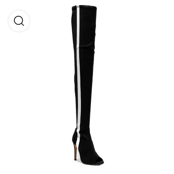 NWT BURJU Speechless Thigh High Open Toe Stretch Thigh Highs Boots | Size 5.5