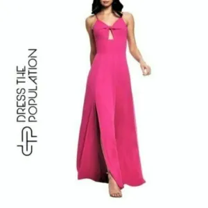 NWT Dress the Population Cambria Cutout Twist Bodice Maxi Dress Gown