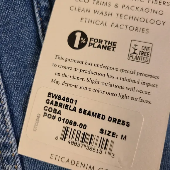 NWT ETICA Size Medium Gabriela Seamed Fitted A-Line Coba Blue Denim Mini Dress