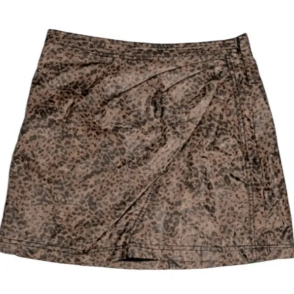 NWT Free People Faux Leather Animal Print Mini Skirt - Size 8