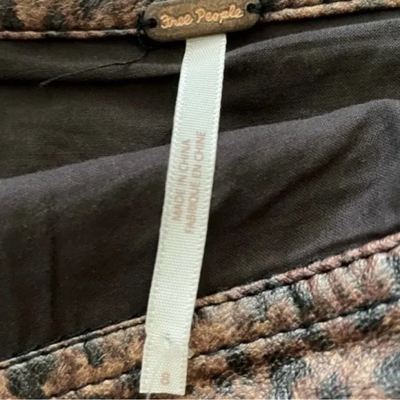 NWT Free People Faux Leather Animal Print Mini Skirt - Size 8