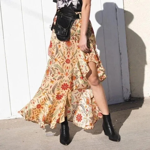 NWT Ginia Floral Ruffle Maxi Skirt by TAMGA DESIGNS Size M