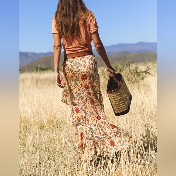 NWT Ginia Floral Ruffle Maxi Skirt by TAMGA DESIGNS Size M